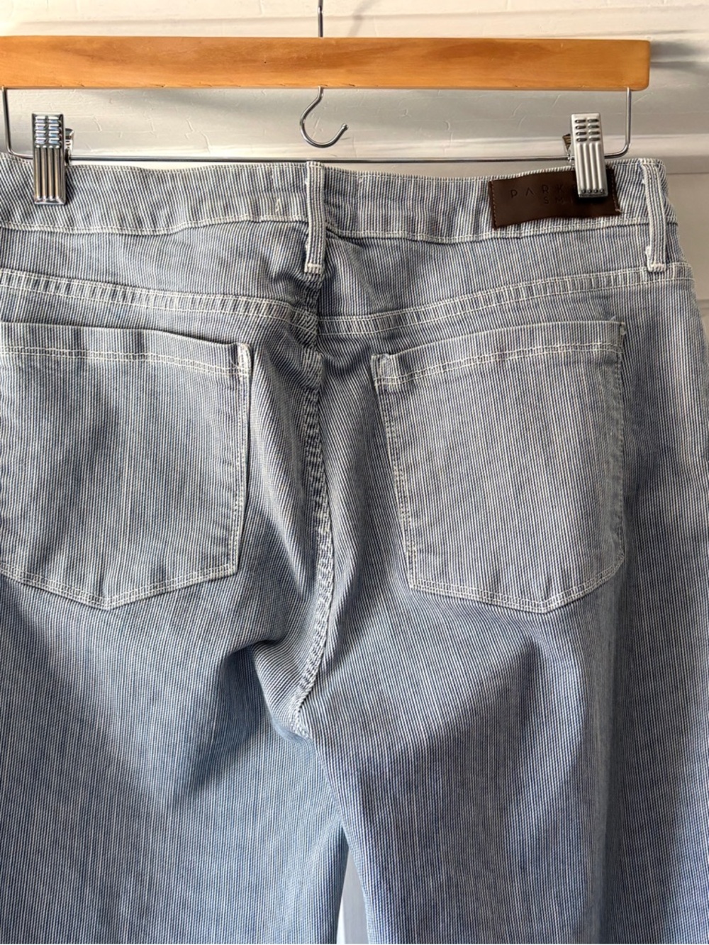 Parker Smith Railroad Striped Pinstripe Wide Leg Jeans Size 30 EU 10 US - Picture 10 of 15